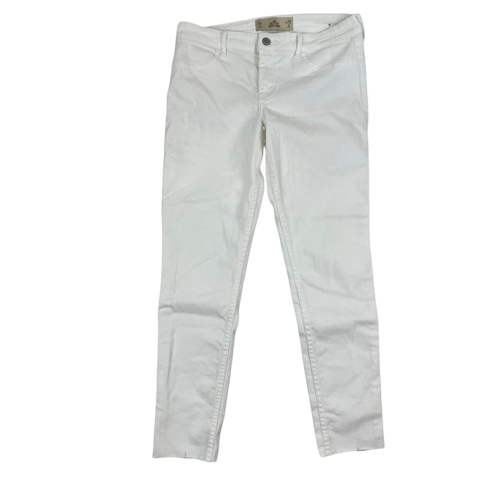 HOLLISTER White Super Skinny Stretch Denim Jeans Size 28 / 7R Cut-Off